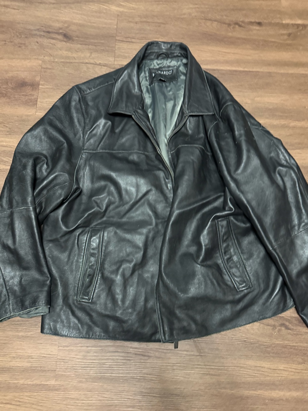 Bernardo Black Leather Jacket with Lined Interior